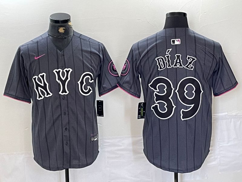 Men New York Mets #39 Diaz Black City Edition 2024 Nike MLB Jersey style 4